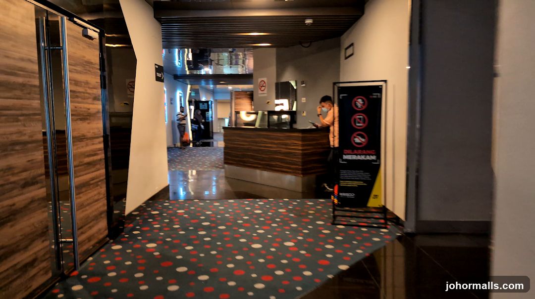 Interior of a building with a reception desk