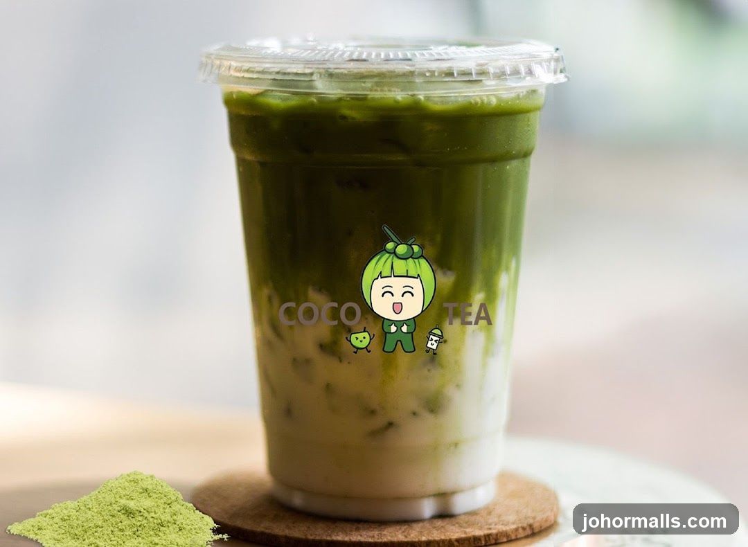 Matcha drink with logo