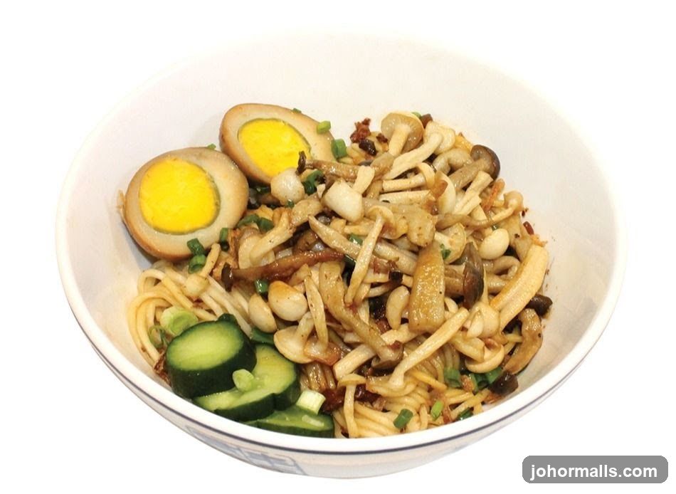 Noodle Dish with Eggs and Mushrooms