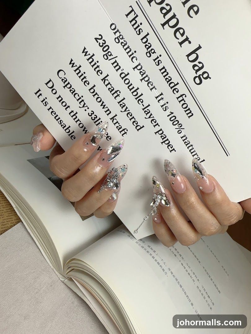 Nails with rhinestones