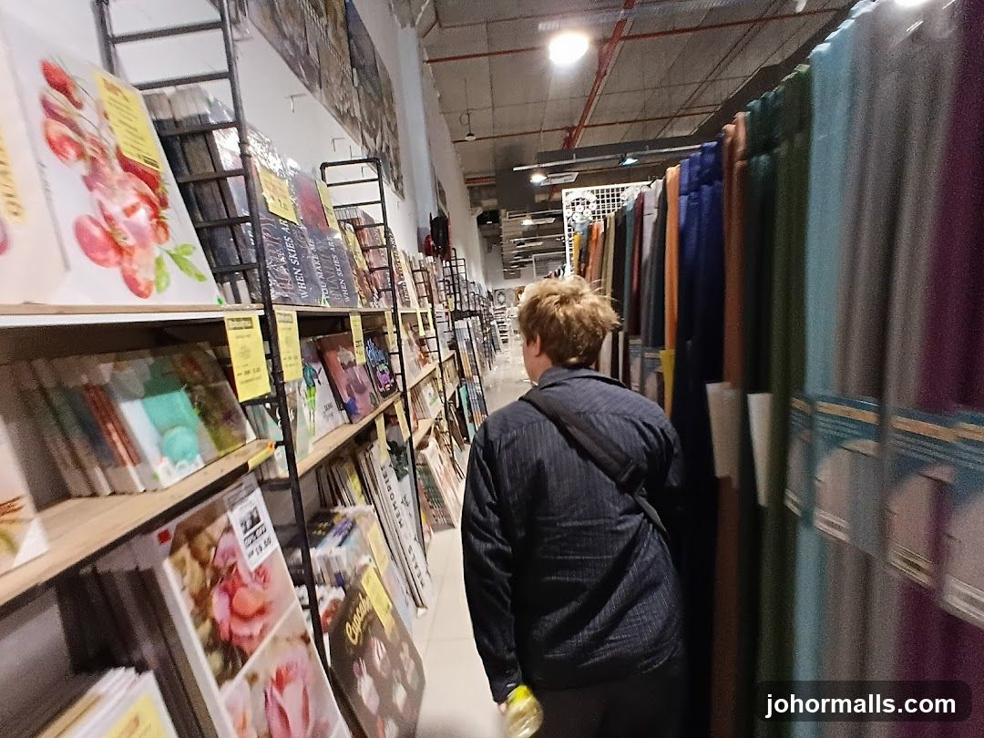 Store Aisles with Curtains and Books