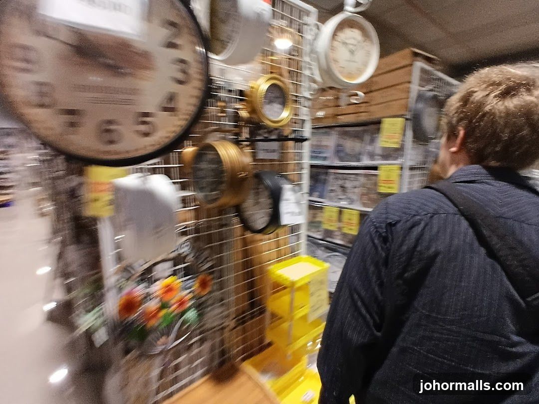 Store Interior with Clocks and Shelving