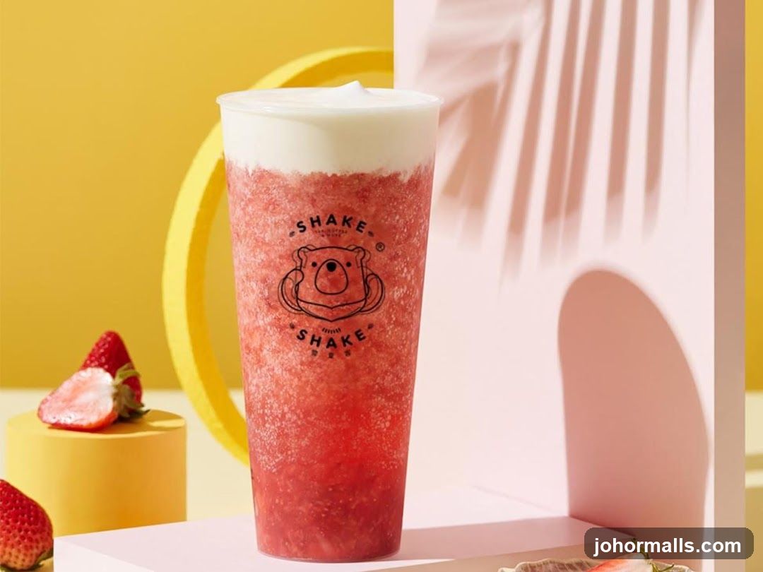 Strawberry Drink with Cream Topping