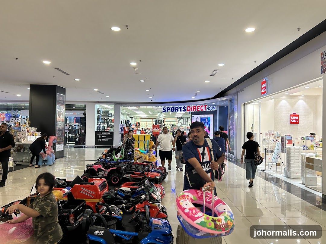 Mall Interior with Toy Cars and Shops