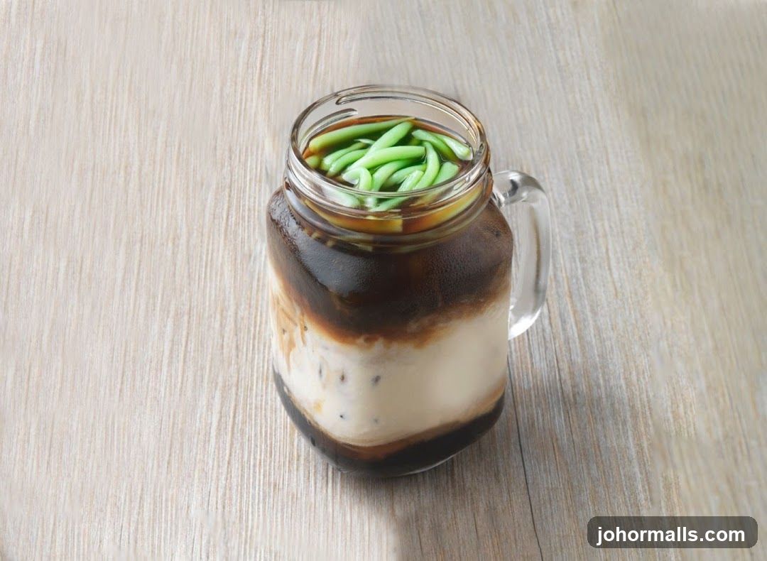 Iced Coffee with Green Jelly