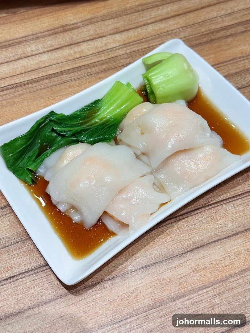 Shrimp Rice Noodle Rolls with Bok Choy