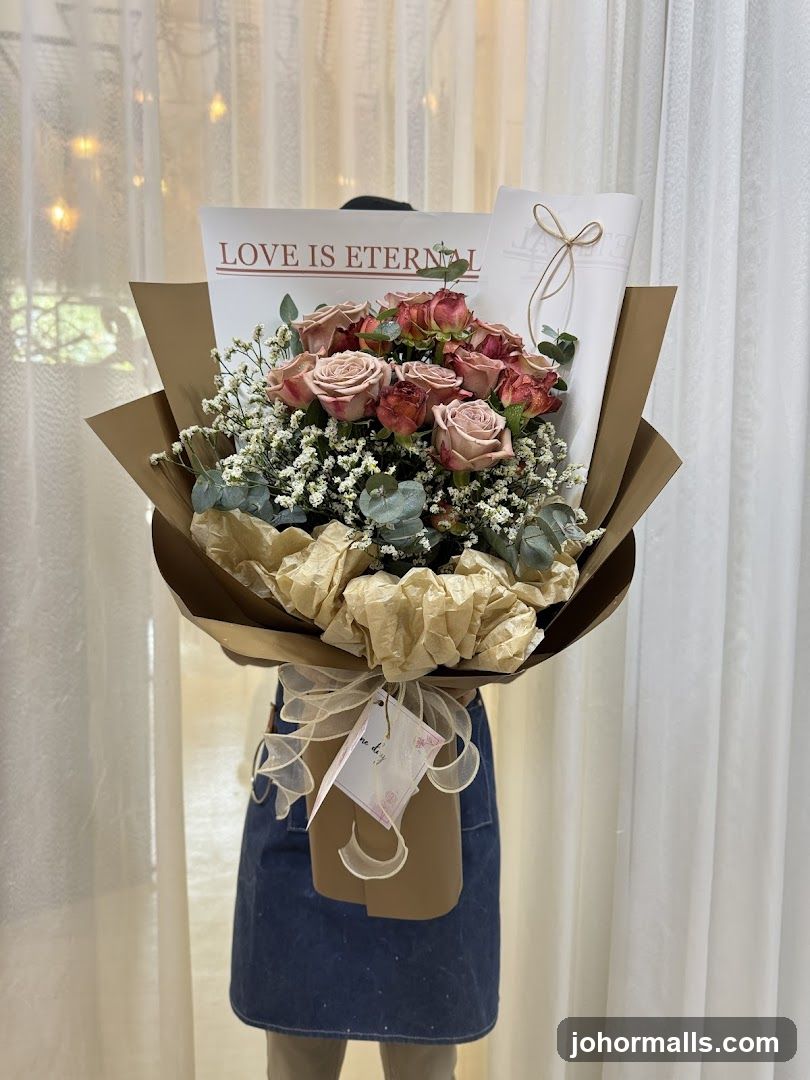 Bouquet with "Love is Eternal" card