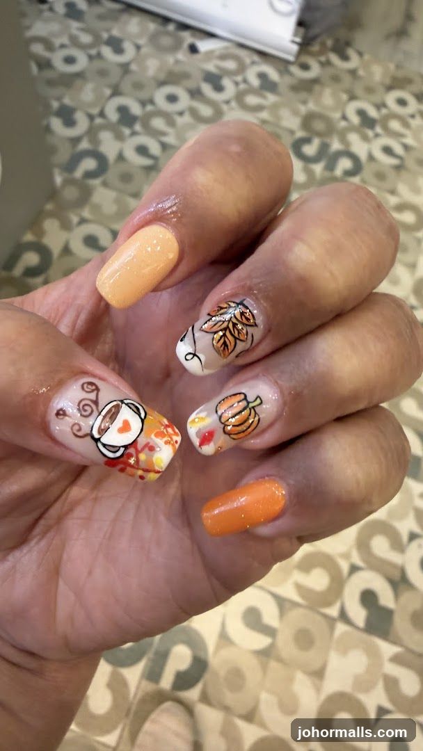 Autumn-themed nails
