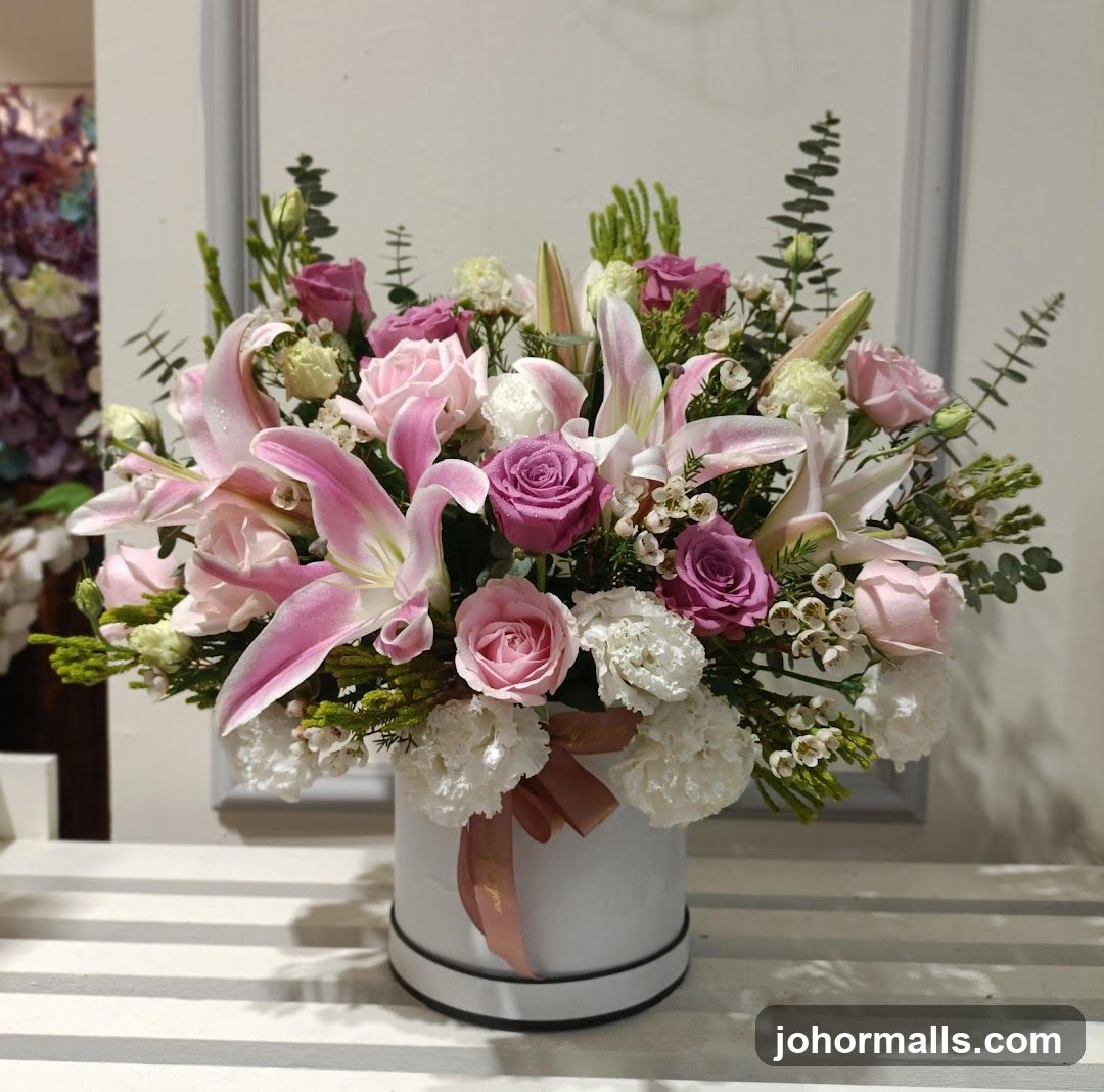 Floral Arrangement in a Hat Box