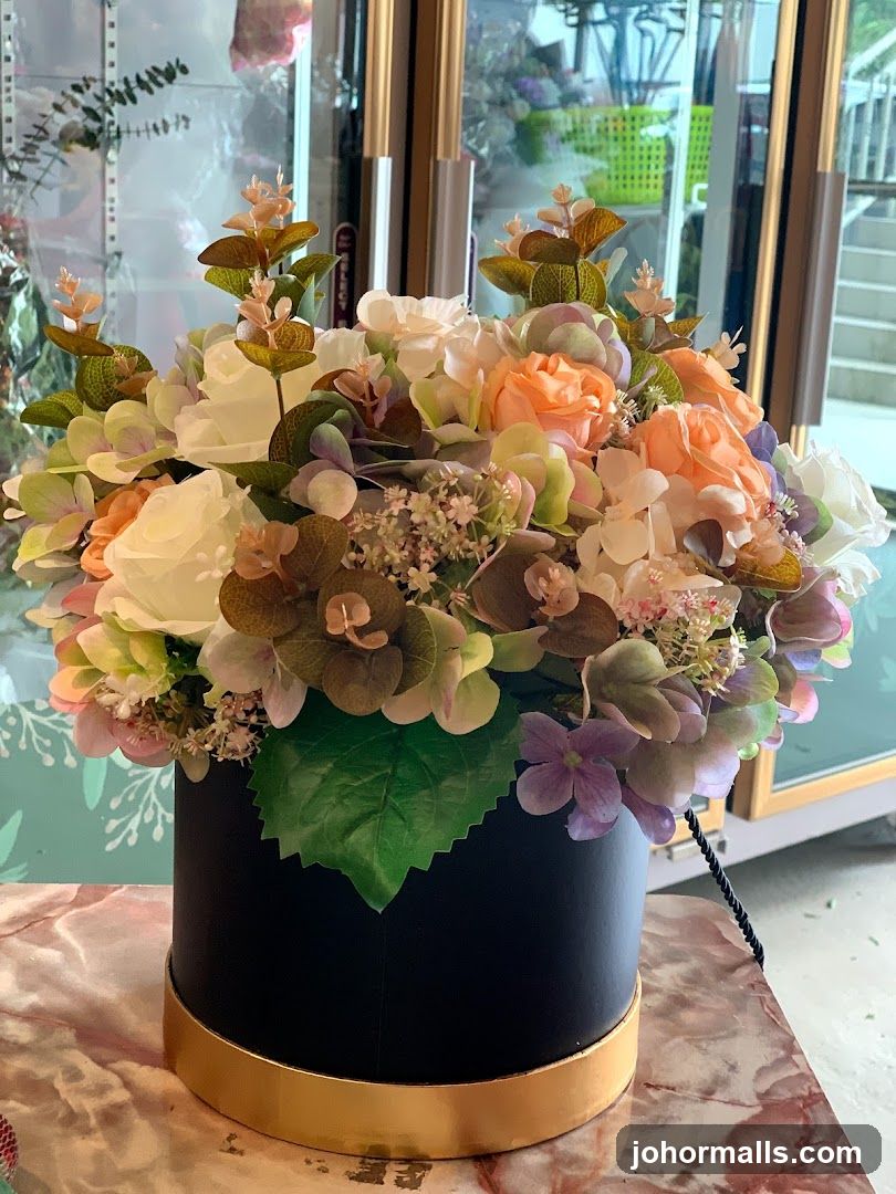 Floral Arrangement in Black Box