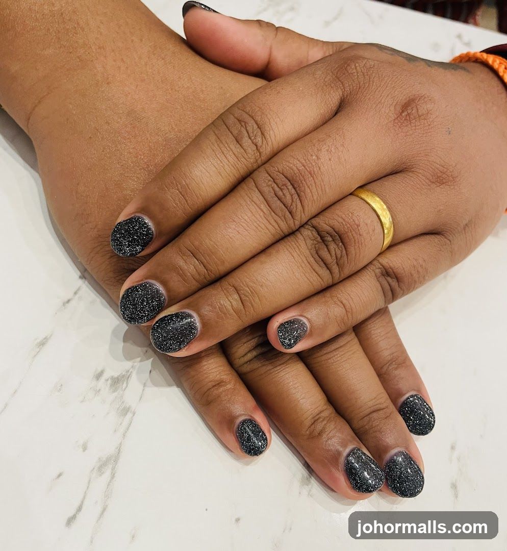 Sparkling Black Nails