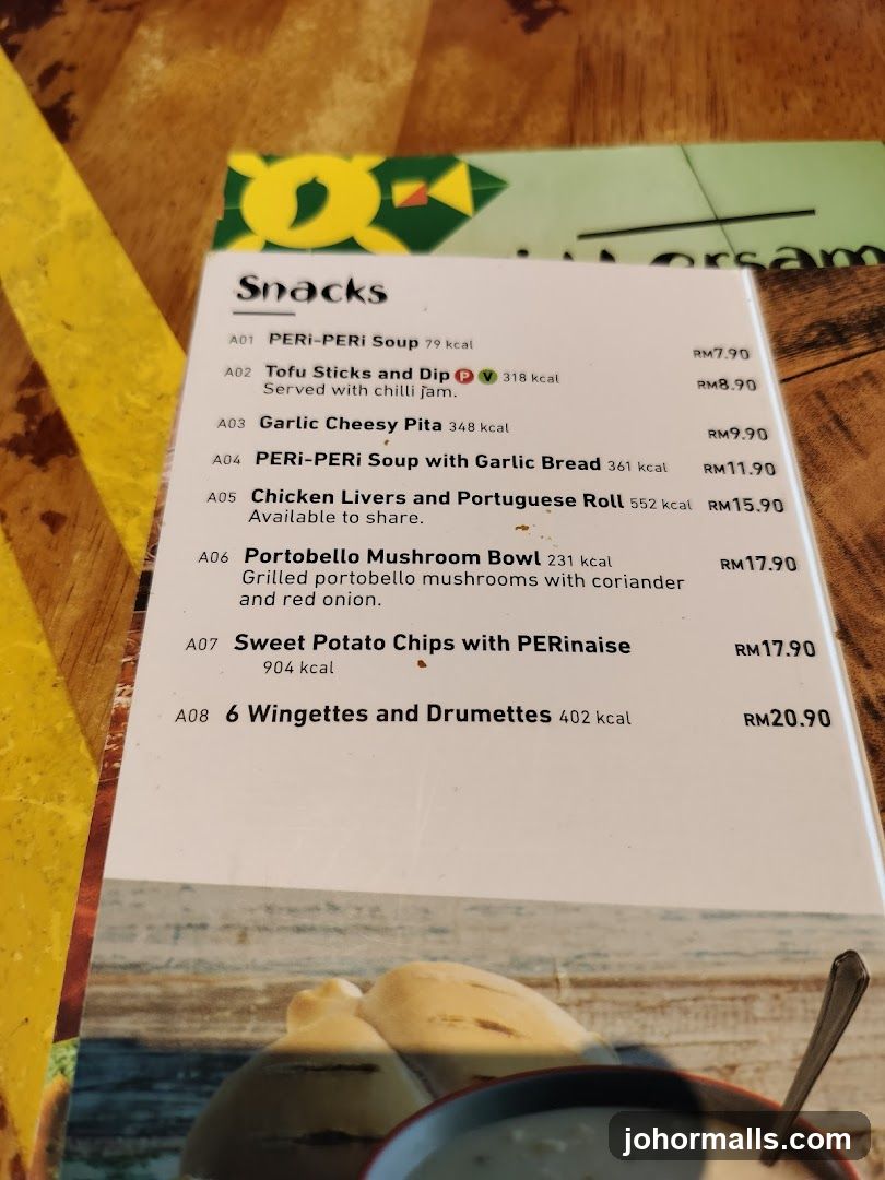 Snacks Menu