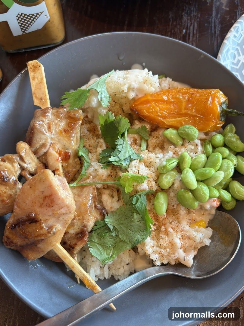 Chicken Skewers with Rice and Edamame