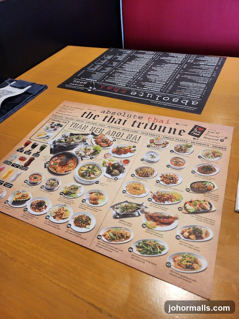 Absolute Thai Tribune Menu
