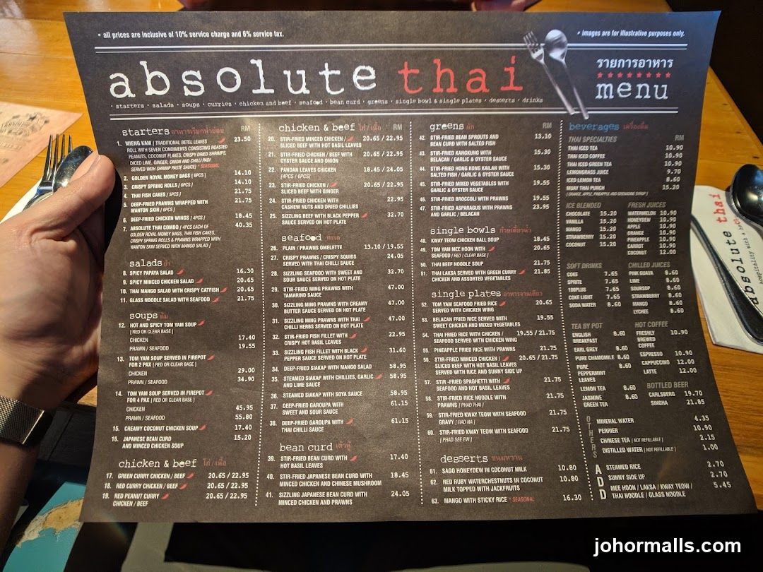 Absolute Thai Menu