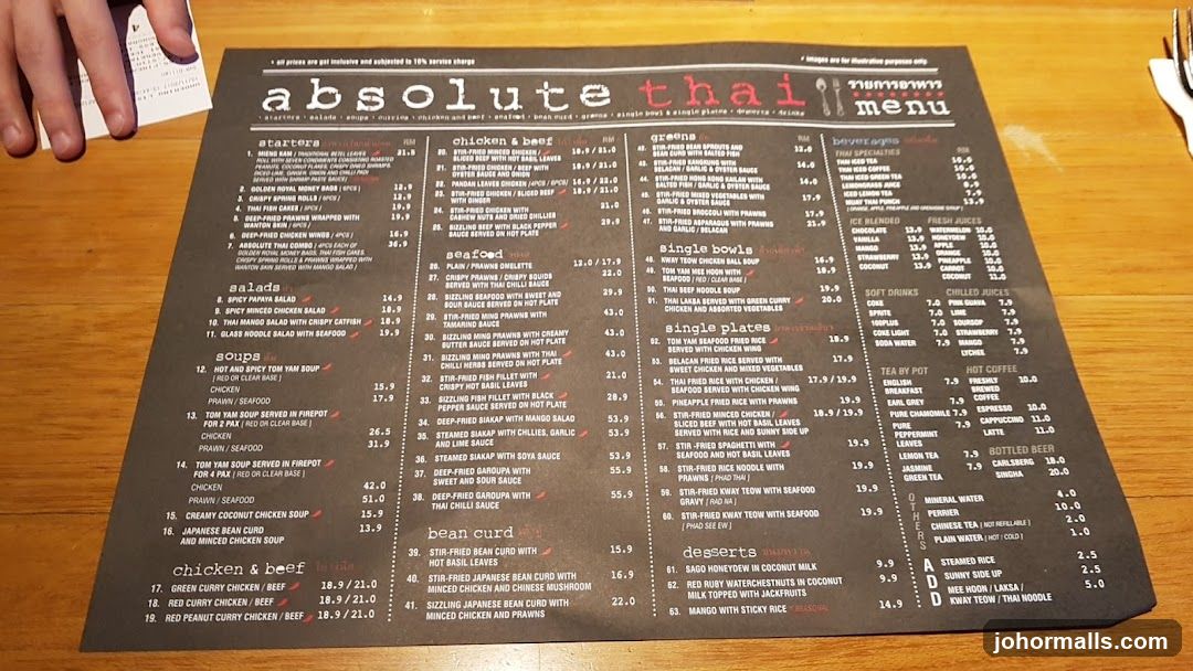 Absolute Thai Menu