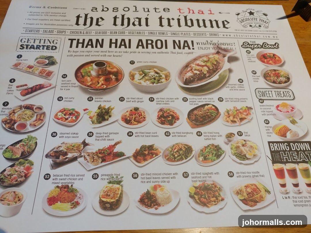 The Thai Tribune Menu