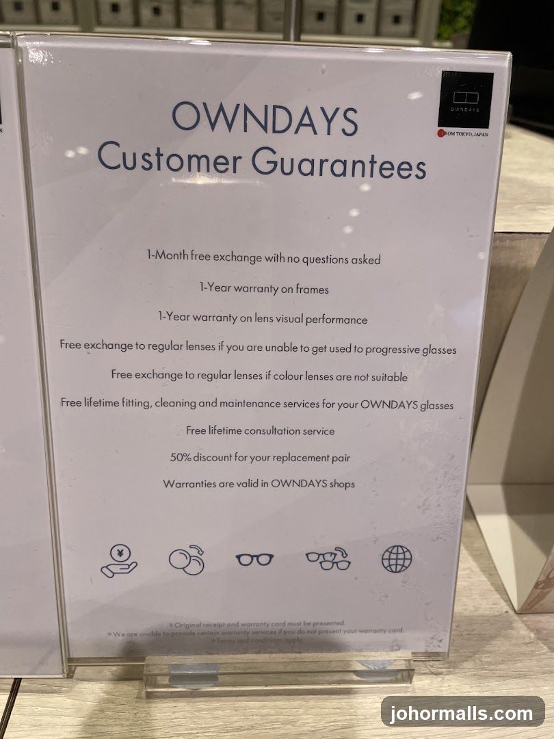 OWNDAYS Customer Guarantees