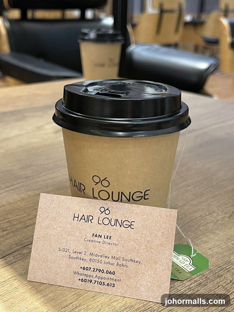 96 Hair Lounge Business Card and Coffee Cup