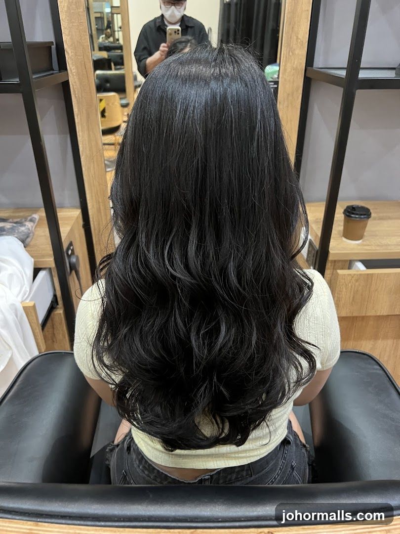 Hairdresser taking a photo of a client's hair