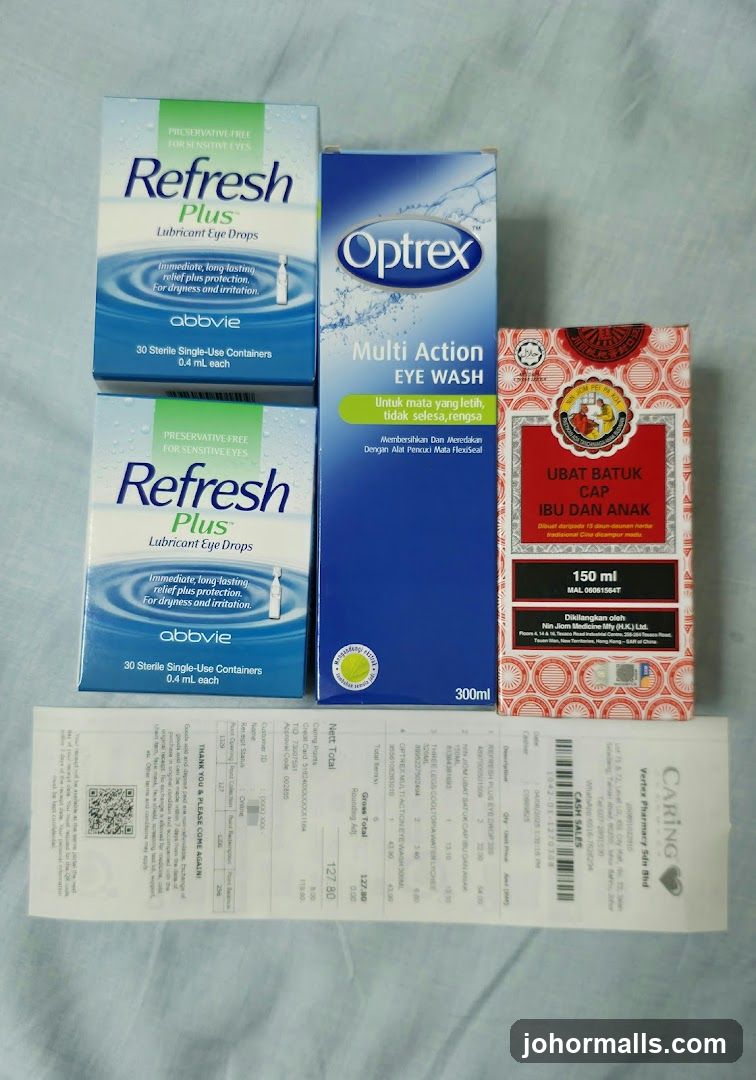 Eye Care Products and Receipt