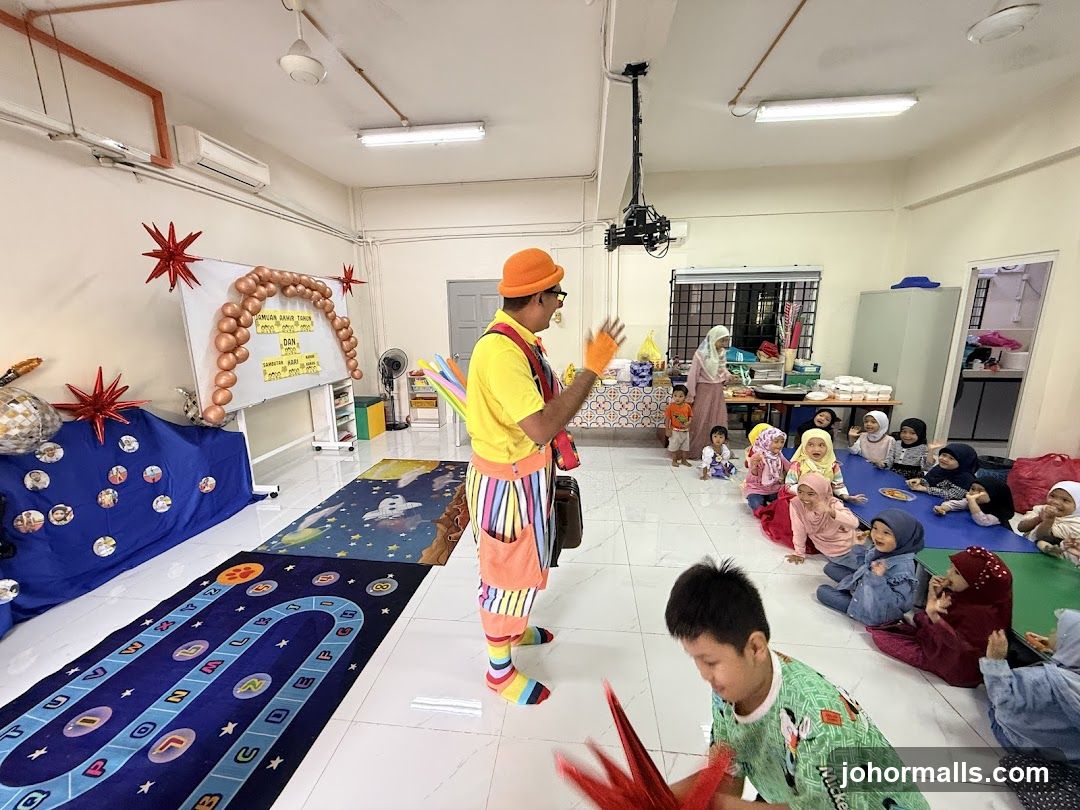 Clown entertaining children