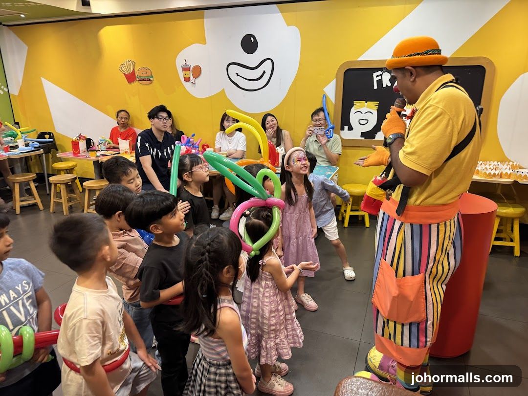 Clown entertaining children