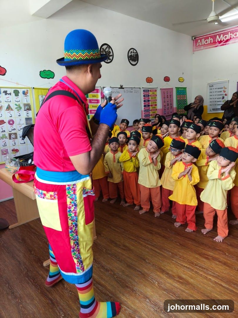 Clown entertaining children