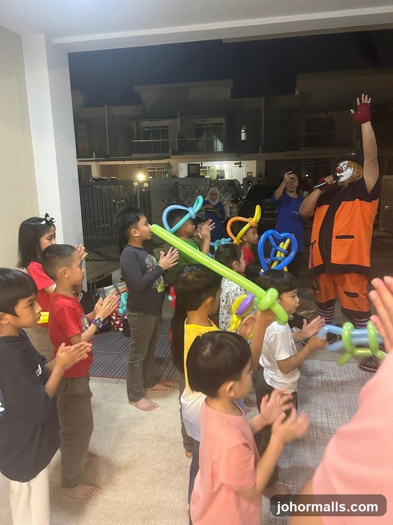 Clown entertaining children