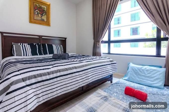 Bedroom with a large window