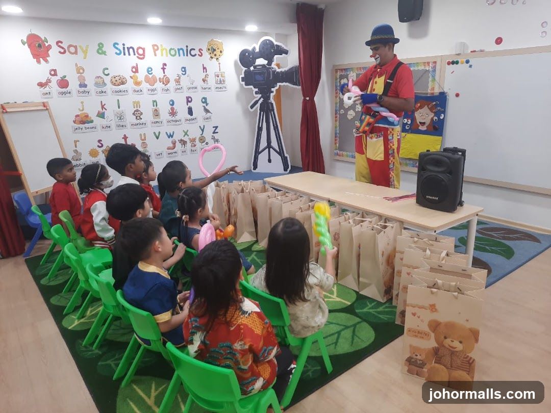 Clown entertaining children