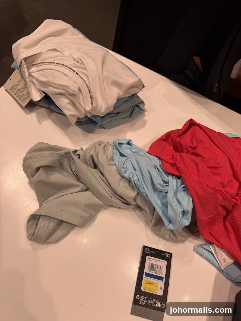Folded T-shirts on a table
