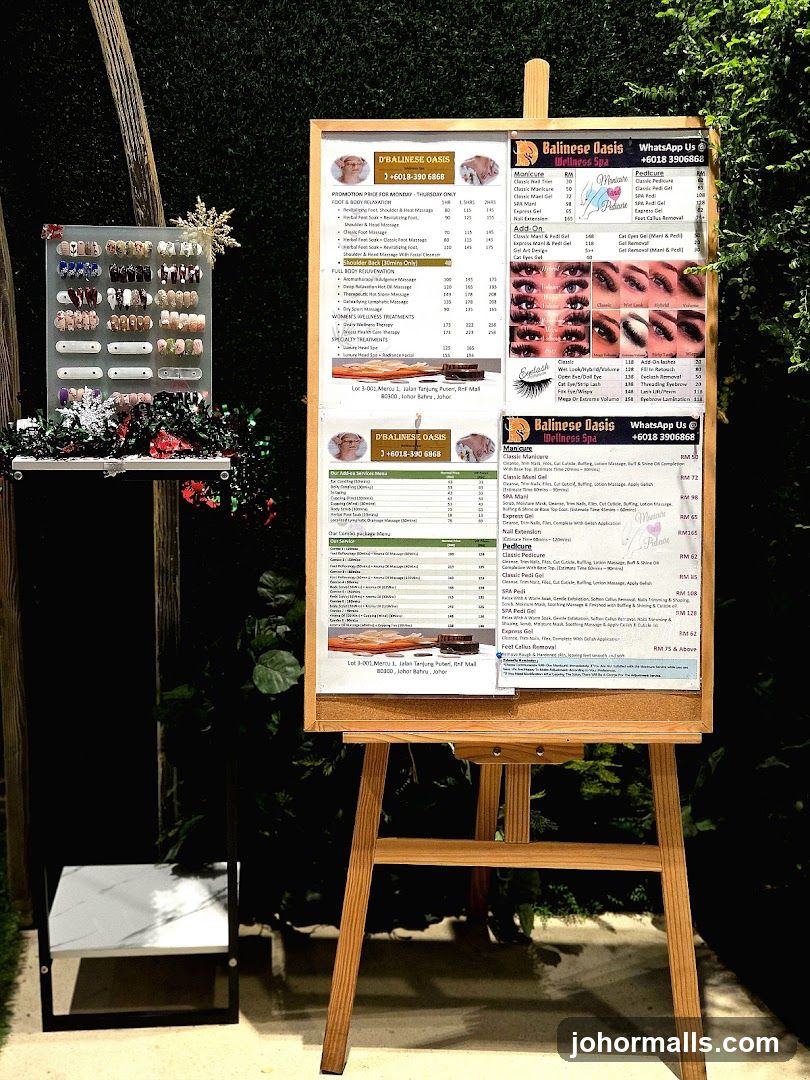 Spa Menu and Nail Display