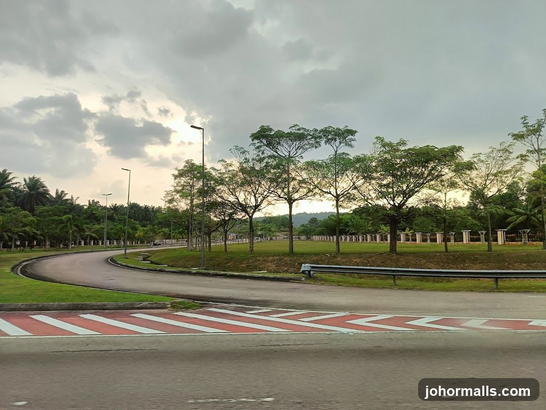 Roadway with Trees and Cloudy Sky