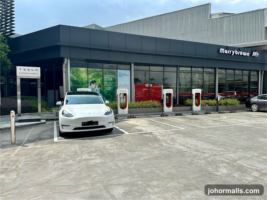 Tesla Supercharger Station with Marrybrown Restaurant