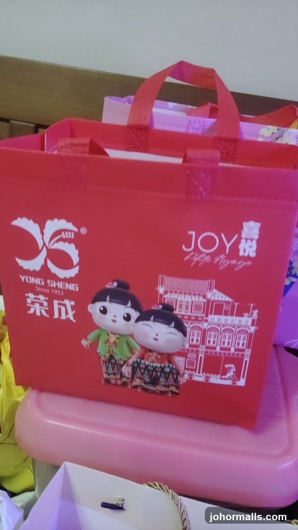 Red shopping bag with cartoon characters