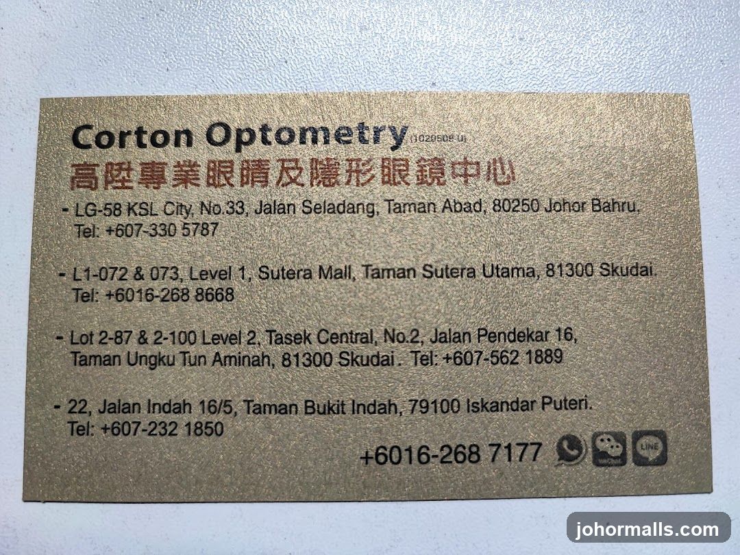 Corton Optometry Business Card