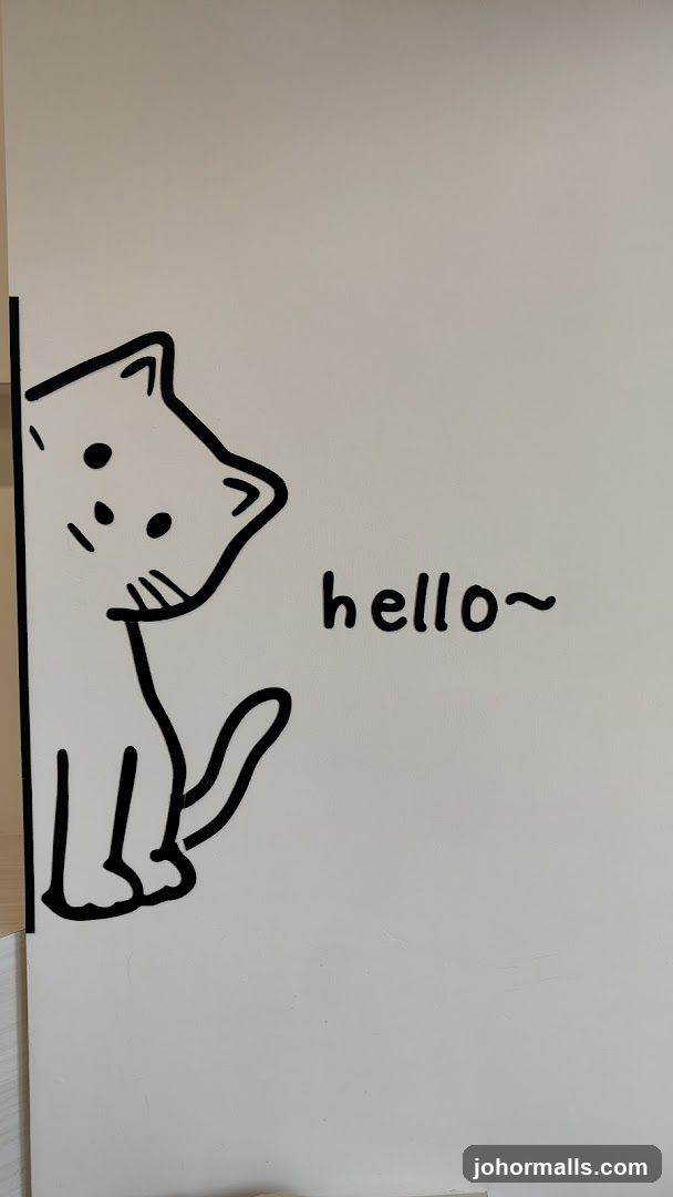 Cat decal with "hello~" text