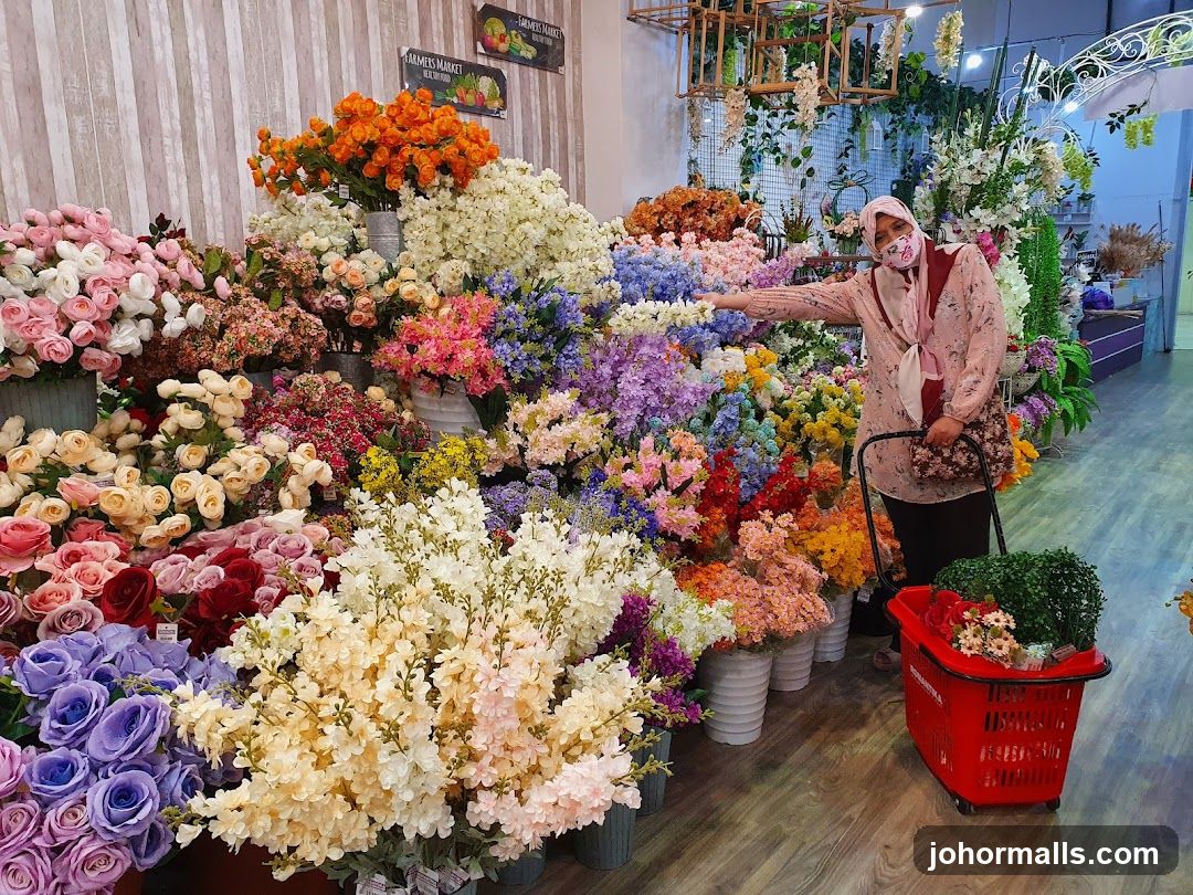 Woman Shopping for Artificial Flowers