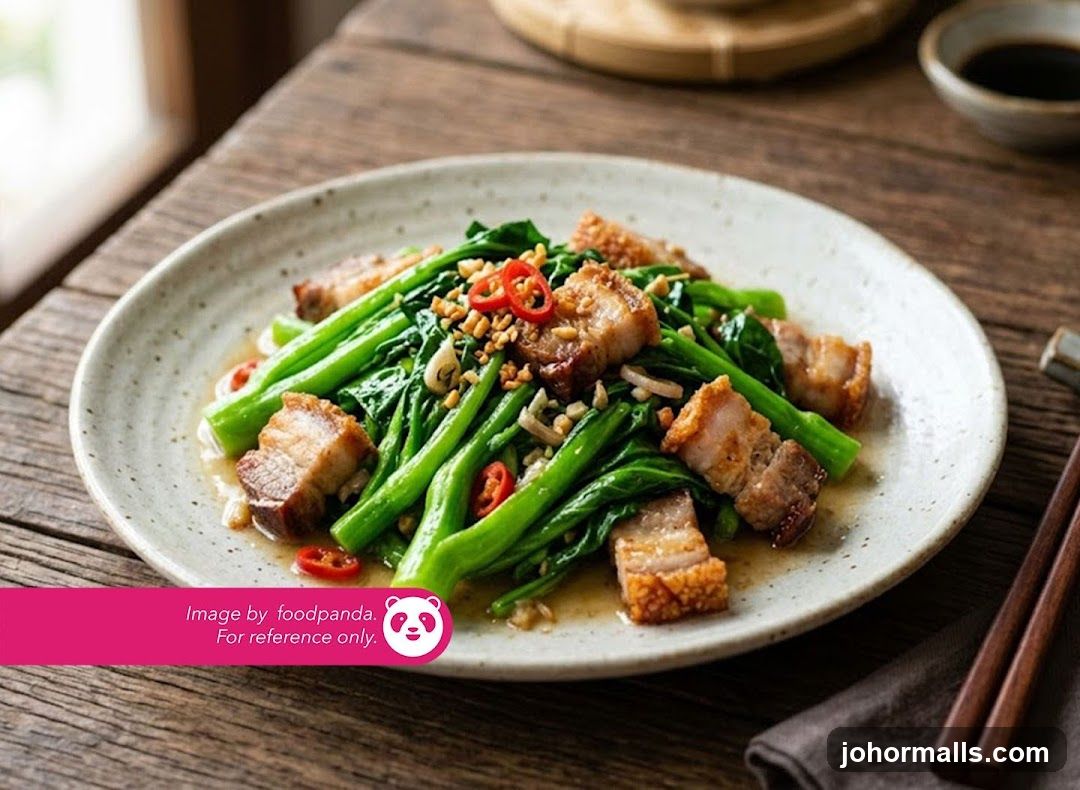 Stir-fried Greens with Crispy Pork Belly