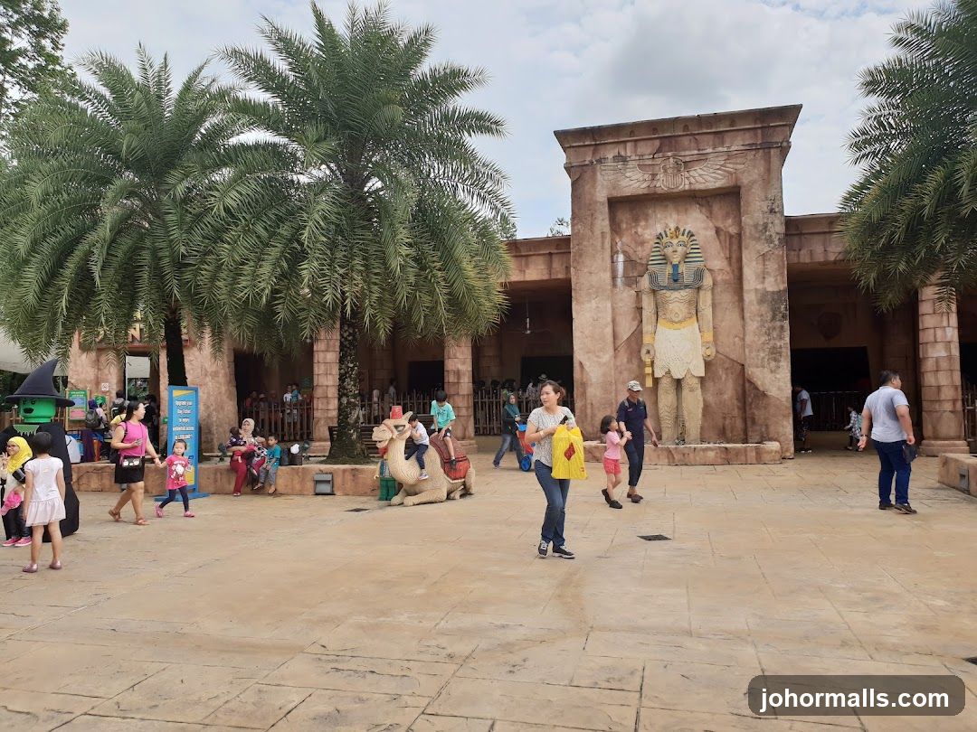 Egyptian-themed attraction with people