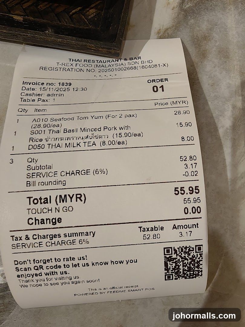 Restaurant Receipt
