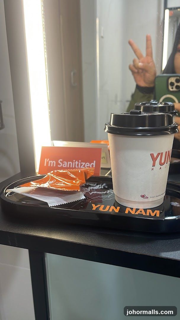 Coffee cup and sanitization notice