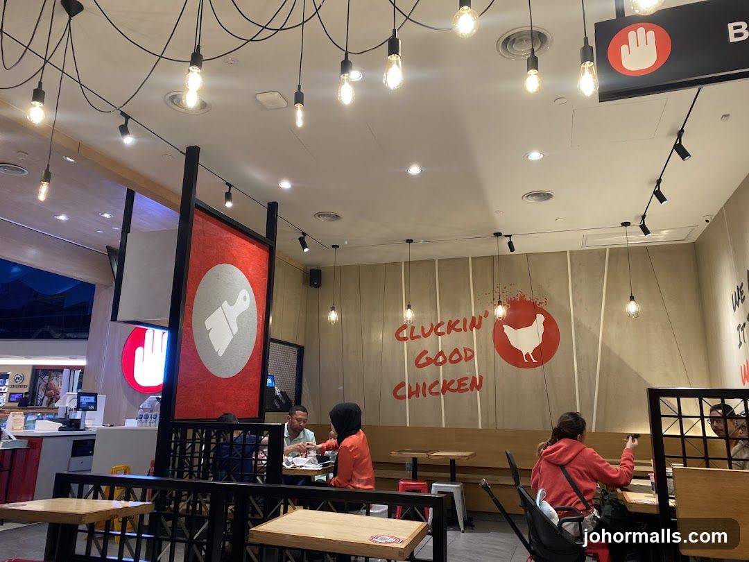 Restaurant Interior with Chicken Branding