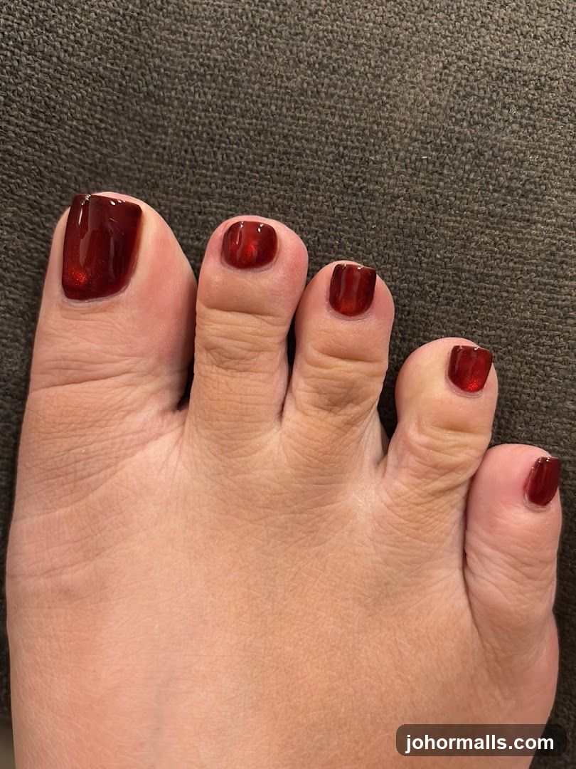 Toes with Dark Red Nail Polish