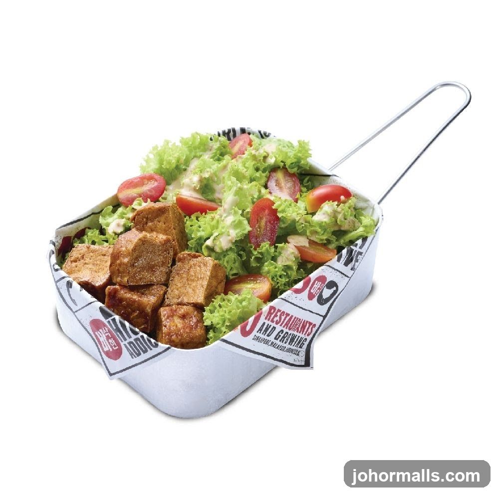 Salad in a metal container