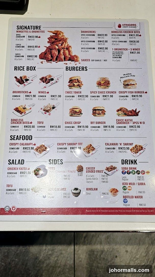 4FINGERS Crispy Chicken Menu