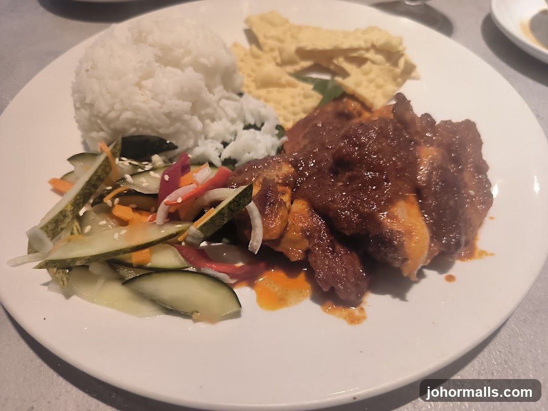 Chicken Rendang with Rice and Salad