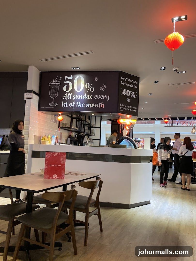 Cafe Interior with Promotions