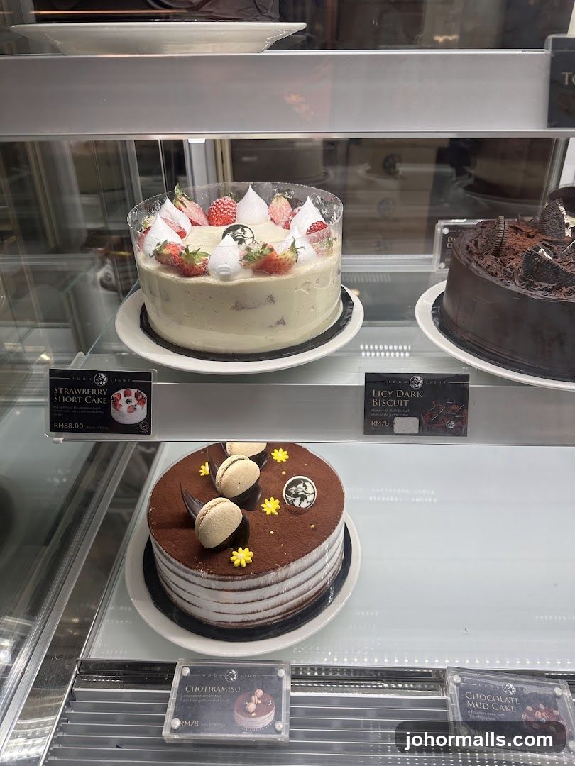 Cakes in a Display Case